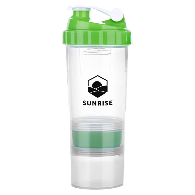3-in-1 Compartment Clear Shaker Bottle - 17 oz.
