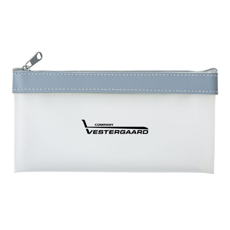Custom PU Leather Frosted Zippered Pencil Pouch